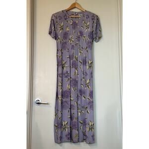 Vintage 90s DARIAN Maxi Dress Size 8 Pastel Light Purple Floral Cottage Lilac